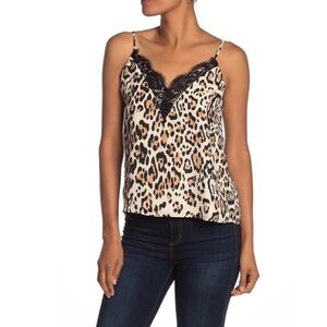 Socialite animal / Leopard Print Lace Trim Cami Top‎ Sz M